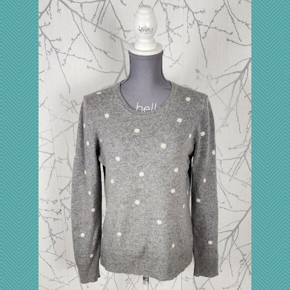Max Studio Gray Polkadot 100% Cashmere Crewneck Sweater - Picture 1 of 4